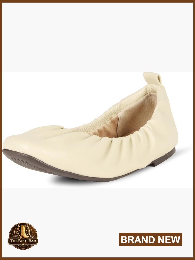 Scrunch Ballet Flats, Square Toe, Pull-On Casual Shoes, Polyurethane
